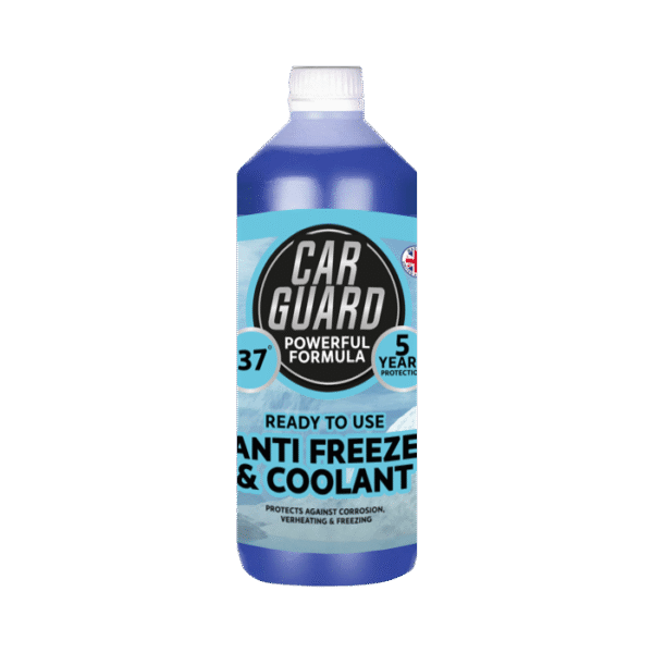 Blue anti freeze by car guard