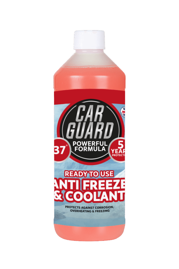 Red anti freeze by car guard